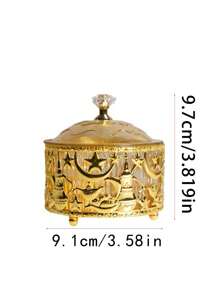 1PC Small Size Gold Shining Metal Snack Candy Tray Holiday Home Decoration Metal Moon Exquisite Decoration Storage Box Bead Box Suitable For Ramadan Festival