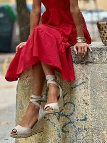 Vestidos de primavera y verano para mujeres, vestido de vacaciones rojo, moda casual, vestido sencillo y cómodo sin tirantes, diseño elegante con mangas de vuelo, vestidos largos para mujeres