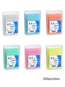 200/400pcs Disposable Household Boxed Toothpicks, Portable Ultra-Fine Double-Ended Toothpick Brushes, Disposable Plastic Toothpicks, Teeth Cleaning Interdental Brushes, Oral Care Toothpicks, Randomly Shipped In Two Packaging Options - Multicolor - View 9