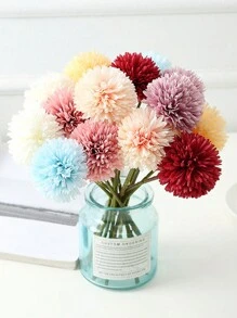 5/1pc Kunstmatige Bal, Chrysant, Geborduurde Bal, Bruiloftsdecoratie, Vaas voor Thuis, Decoratie, Eetkamer, Woonkamer, Slaapkamer, Bloemstuk op het Nachtkastje, Bruid Houdt Bloem, Pols Bloem, Borst Bloem Materiaal,