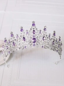 1pc Elegant Purple Bridal Crown For Women - Alloy Material, No Feather, Suitable For Birthday Party And Gift