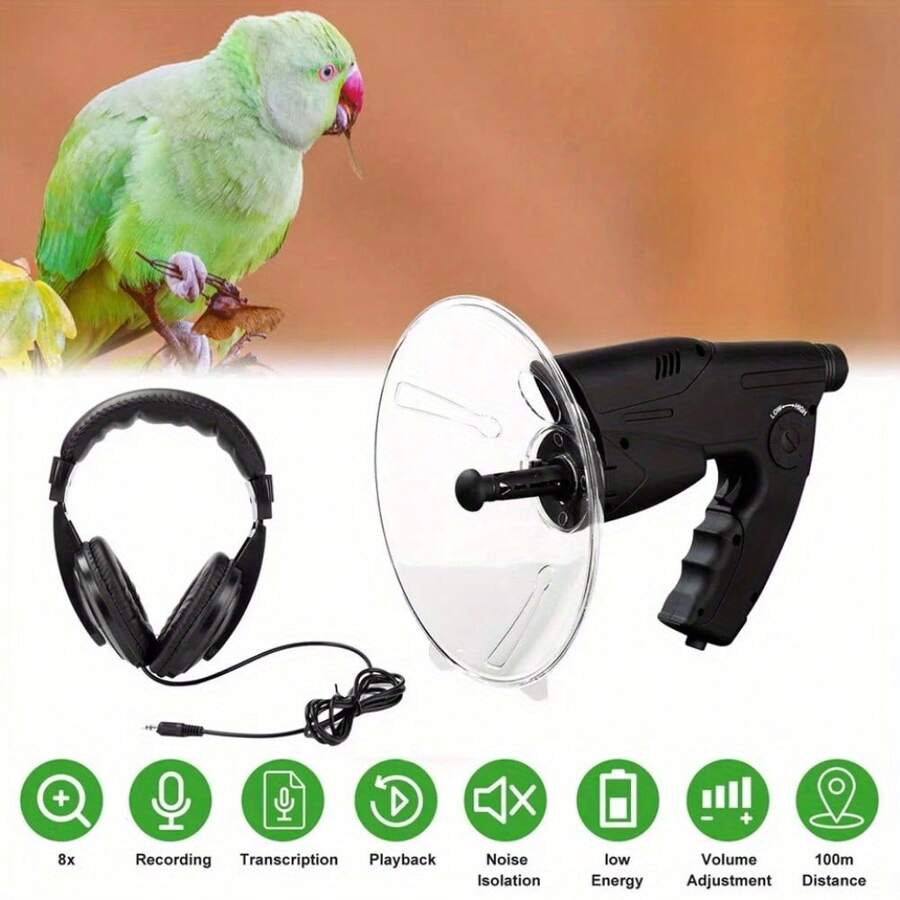 100m 9V Parabolic Listening Device Spy Bionic Ear Sound Microphone 8x ...