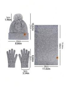 3pcs Set: Knitted Hat, Scarf, And Gloves, Warm Double-Layer Thermal Lined, Knit Beanie Cap For Women, Autumn/Winter