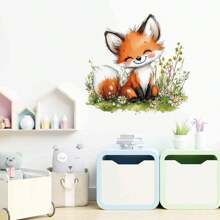 可移除狐狸墙贴贴纸 - 彩色花朵卡通狐狸壁画贴纸适用于卧室墙壁装饰浴室艺术背景装饰 - 乙烯基制成 - 彩色 - 查看 7