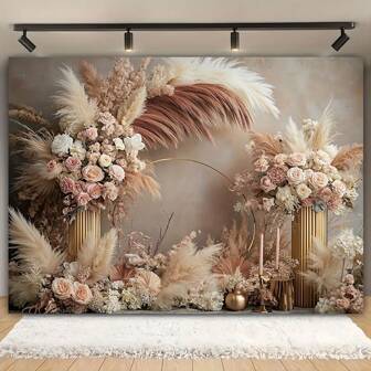 Multi Functional Bohemian Style Floral Wall Flag - Made Of Polyester Fiber, Suitable For Home Decoration And Party Photography, Ideal For Weddings, Birthdays, And Photo Booths