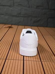 Men's Classic And Versatile Casual Shoes With White Sneakers With A Platform Soles - White - View 7