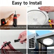 Solar Barn Light Pro - Đèn trần nhà kho năng lượng mặt trời chống thấm nước có điều khiển từ xa, 3 màu đèn, tiết kiệm năng lượng, dễ lắp đặt, đa năng trong nhà/ngoài trời, hiệu suất bền bỉ và lâu dài, đèn chiếu sáng ngoài trời cho lối đi, sân, hiên - trắng - Xem 10