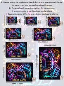 1 pièce Tapis de sol de zone de manette de jeu pour la chambre des garçons et les joueurs, tapis en polyester antidérapant et lavable en machine, tapis de sol de salle de jeux intérieure avec rembourrage en mousse, tapis à bas poils pour le salon, le bureau et la cuisine