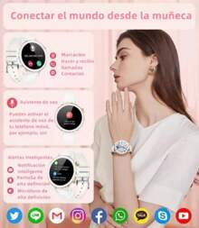 Wohingo Smart Watch For Women Digital Sports Smartwatch Waterproof White In Elegant Style As A Gift For Women With Wireless Rechargeable Cable Connected To IPhone And Android Via Bluetooth With Timer And GPS And Calories - Gold - View 7