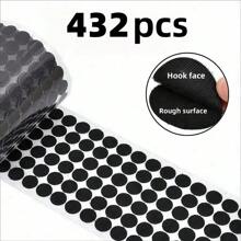432/216 件（216/108 对）粘性钩环，双面强力粘贴紧固件，适用于学校教室、幼儿园、办公室、家庭、透明圆形粘性背面、返校用品 - 黑色 - 查看 2