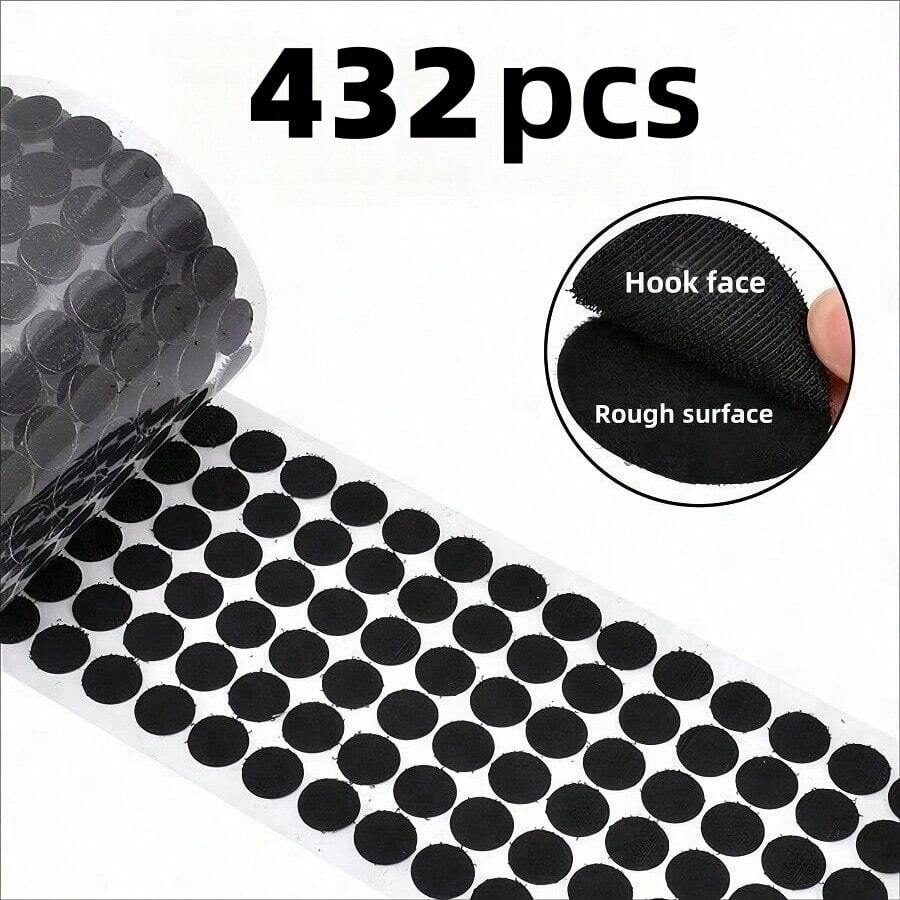 432/216 件（216/108 对）粘性钩环，双面强力粘贴紧固件，适用于学校教室、幼儿园、办公室、家庭、透明圆形粘性背面、返校用品