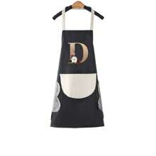 1pc Household Apron Waterproof Oilproof Can Wipe Hands Kitchen Work Clothes Fashion Initial Letter Print Men And Women Home Cooking Cleaning Apron Unisex Sleeveless Apron - Black - View 28