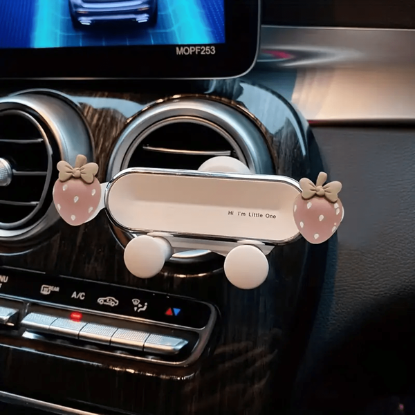 1pc adorável suporte de telefone de carro em forma de morango para meninas - design divertido e funcional - fácil instalação e ângulo ajustável - compatível com a maioria dos smartphones