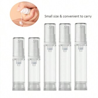 5pcs 5ml 10ml Airless Pump Lotion Bottle - Leak-Proof Vacuum Design, Refillable AS Plastic For Skincare, Serums, Creams & Travel Samples - Compact, Hygienic - Ideal For Salons, Gifts & On-The-Go