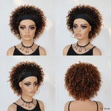 Afro Curly Headband Wig For Women Glueless Wig With Headband Heat Resistant Synthetic Wigs High-Quality Hair Wigs Suitable For Beginners,Daily Life,Cosplay,Holiday Curly Hair Hairband Wig
