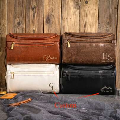 Personalized Toiletry Bag For Husband Dad Son, Custom Large Capacity PU Leather Travel Dopp Kit For Men, Custom Name Gift For Birthday Fathers Day Anniversary Wedding Groomsmen, All-Purpose Unique, Customized, Ideal Gifts For Him, Ideal Gifts For Her, Her, Family, Friends, Girlfriend, For Anniversaries, For Birthdays, For Holiday/ Vacation, For Outdoors/Outings/Travel/Hiking/Stadium/Sports/Climbing, For Business/Commute/Work/Office,School Supplies,Back To School,School Gift,For Office,For School,For Classroom,For Teacher Gifts,For University,For Colleague,For Dorm Rooms,For Teacher,For Boys And Girls,For Teenagers,Junior High School Students,Middle School Students,High School Senior High School Students,College Students,University Students,Freshman,Sophomore,Underclassmen,Delicate Romance, Bags & Luggage,Customized Toiletry Bags