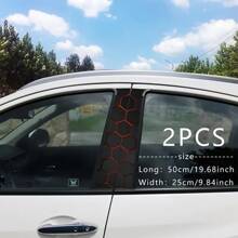2pcs/Set Sci-Fi Themed Car B-Pillar Sticker - Vinyl Material, Matte Finish, Easy To Apply And Waterproof, Disposable Use, Hexagon Honeycomb Pattern