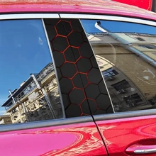 2pcs/Set Sci-Fi Themed Car B-Pillar Sticker - Vinyl Material, Matte Finish, Easy To Apply And Waterproof, Disposable Use, Hexagon Honeycomb Pattern
