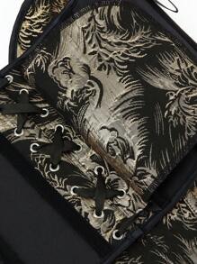 Strapless Corset Top, Women Shapewear Bustier Punk Style Embroidery Shapewear Top, Body Shaping Fitted Waist Trainer