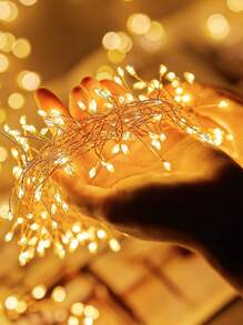 Luci a stringa a forma di petardi in filo di rame per la Festa di Primavera, confezione regalo a forma di torta con luci colorate, luci a stringa decorative romantiche per Natale e vacanze, alimentate a energia solare