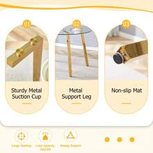 MUUOKY 47.3 Inch Gold Glass Round Dining Table For 4, Modern Circle Dining Room Table With 0.31" Thick Tempered Glass With Metal Legs, Round Kitchen Table Dinner Table For Small Space, Dining Table For Christmas Decorations, Easy Clean, Computer Desk, Easy To Assemble, Furniture, Home Decor, Home Improvement, Minimalist Furniture, New Year Home Refresh - Gold - View 7