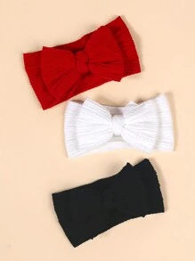 3 件/包儿童双层蝴蝶结弹性柔软尼龙头带，婴儿宽头巾头巾爱心情人节 - 彩色 - 查看 12