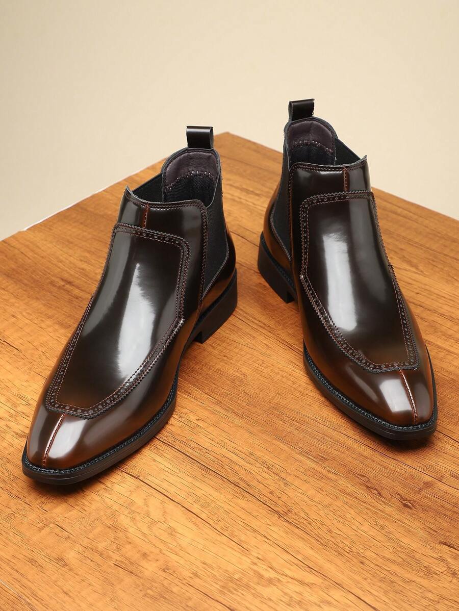 [Fast Arrival] Plus Size Men's British Big Toe Boots, High-Top Men's Shoes, Ankle Boots - Brown - View 1