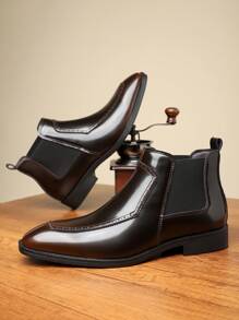 [Fast Arrival] Plus Size Men's British Big Toe Boots, High-Top Men's Shoes, Ankle Boots - Brown - View 2