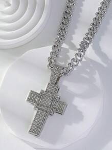 1 szt. Fajny modny naszyjnik z kryształkami w stylu hip-hop, odpowiedni dla mężczyzn i kobiet, do codziennego noszenia, na Boże Narodzenie, Nowy Rok, prezent na Walentynki