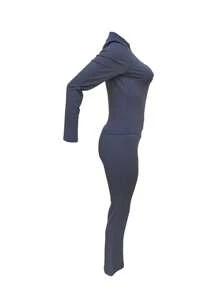 European And American Women's Fashion Autumn/Winter Zip Up Cardigan & Loose Wide Leg Pants 2 Pieces Set