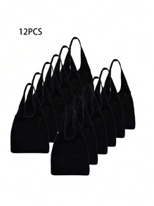 2/4/6/8/10/12/14/16/18/20 chiếc Túi xách vải canvas đen, đơn giản và thanh lịch, Túi quà cưới phù dâu được cá nhân hóa, Túi đựng đồ du lịch đơn giản, Túi tote thăng hoa - màu đen - Xem 11