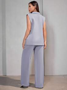 Casual Suit Vest Set Women - 灰色 - 查看 2