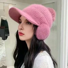 Sombreros, bufandas de punto de invierno para mujer, gorros gruesos y abrigados a prueba de viento, orejeras de punto, gorros para ciclismo - Multicolor - Ver 6