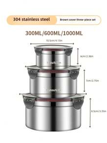 Un set di scatole di conservazione in acciaio inossidabile 304, adatto per conservare il cibo, andare in picnic, sacchetti di riso sani, immagazzinamento secco, ciotole rotonde con coperchio, scatole bento con coperchio, contenitori per frutta e cibo per frigorifero e freezer, ciotole per noodle, scatole per il pranzo in acciaio inossidabile 304, scatole di conservazione, set giapponese rotondo sigillato per scatole bento per uso commerciale, ciotole di conservazione