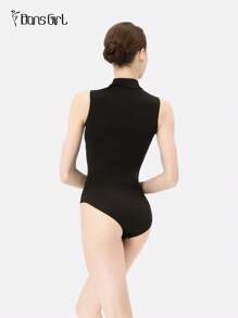 DonsGirl 1 件女式立领紧身性感运动连体裤（开裆设计，易穿）塑身衣 - 黑色 - 查看 2