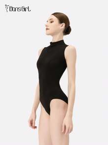 DonsGirl 1 件女式立领紧身性感运动连体裤（开裆设计，易穿）塑身衣 - 黑色 - 查看 4