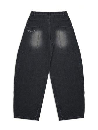 男士 GlobeSwift 宽松石洗牛仔裤，美式风格，垃圾摇滚