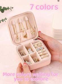 Portagioie portatile, piccolo portagioie, organizer per gioielli semplice per donna, organizer da viaggio, elegante mini scatola contenitore, custodia con cerniera per orecchini da viaggio, accessori da viaggio estivi, vacanza, accessori per il bagno di casa, organizer per il trucco per le vacanze, accessori per il bagno, per il ritorno a scuola