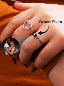 Personalized Copper Ring Custom Photo Projection Couples Ring Sets, Custom Memorial Picture Jewelry, Couple Charm Ring, Valentine's Day Gift, Anniversary Gift, Best Gift, Personalized Gift For Her, Wife, Mom, Mother's Day Valentines