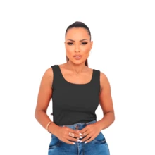 Women's Ribbed Tank Top Low-Cut Moda - Blogger Tank Top Made Of Polyamide. - 查看 2
