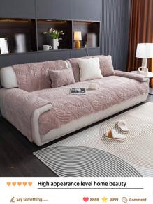 1 pièce Housse de coussin de canapé matelassée en peluche courte, brodée, convenant à toutes les saisons. Style anti-griffures de chat, antidérapante. Protecteur de canapé anti-animaux de compagnie pour canapés en L et 1/2/3/4 places (vendue individuellement)