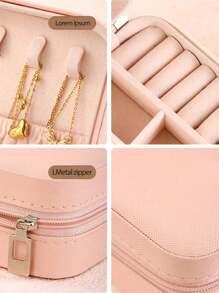 Portagioie portatile, piccolo portagioie, organizer per gioielli semplice per donna, organizer da viaggio, elegante mini scatola contenitore, custodia con cerniera per orecchini da viaggio, accessori da viaggio estivi, vacanza, accessori per il bagno di casa, organizer per il trucco per le vacanze, accessori per il bagno, per il ritorno a scuola