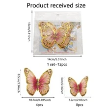 1SET Pink Gold Border 3D Three-Dimensional Flower Butterfly Wall Sticker, Simple Home Decoration Wall Sticker For Living Room And Bedroom Background Room Decor Wall Decor Bathroom Decor Bedroom Decor Room Decoration Stuff Living Room Decor House Decor Home Decor Living Room Wall Paper Stickers Personalised Stickers