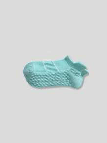 7 pares de meias esportivas femininas, meias curtas com padrão listrado decotado, meias de corrida com amortecimento respirável e absorvente de choque, para academia