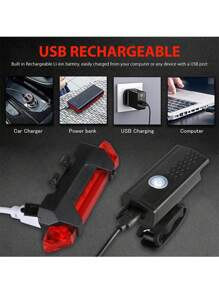 Cycle Zone 6pcs Bicycle LED Headlight + Taillight Set (Data Cable Color Randomly Shipped) - Multicolor - View 6