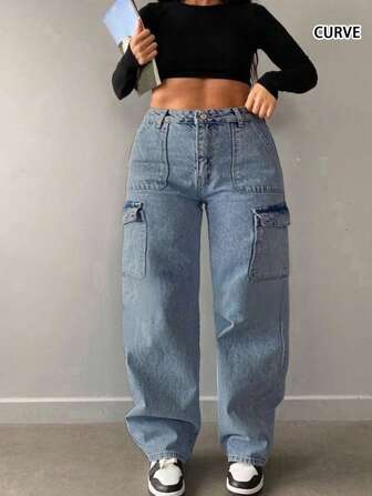 Europeu e americano quatro estações novo estilo lavado rasgado cintura média não elástico simples casual feminino denim jeans de perna reta