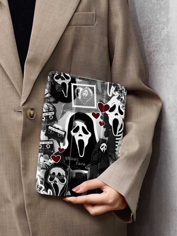 Ayotu Ghost Face Case Compatible With Samsung Galaxy Tab/IPad,IPad 9th/8th/7th Generation 10.2 Inch ,New IPad 10th Generation Cover,With Auto Wake/Sleep,Four Corners Anti-Fall