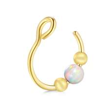 AVYRING 1pc Opal Faux Septum Ring, No Piercing Silver Fake Septum Ring Piercing, 8mm Clip On Septum Nose Ring,Clip On Tiny Faux Nose Hoop Piercing