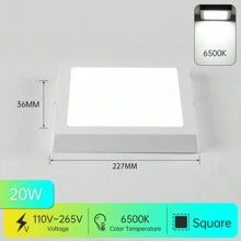 CANMEIJIA 1 pieza Panel de luz cuadrado montado en el techo con marco blanco, estilo moderno, 85V-265V sin parpadeo, luz blanca/neutra/cálida, alto brillo, diseño delgado, adecuado para pared/pasillo/habitación/entrada/techo/cocina/sala de estar/baño/dormitorio/estudio, lámpara de techo interior selecciona el tamaño según el escenario de uso - marco blanco - Ver 19