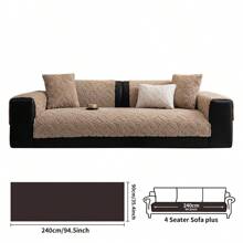 1pc Cream-Colored Plush Sofa Cover, Non-Slip Sofa Pad For Home Use In Autumn/Winter, Pet-Friendly Sofa Protector, Suitable For Bedroom, Living Room, Office, Home Decor